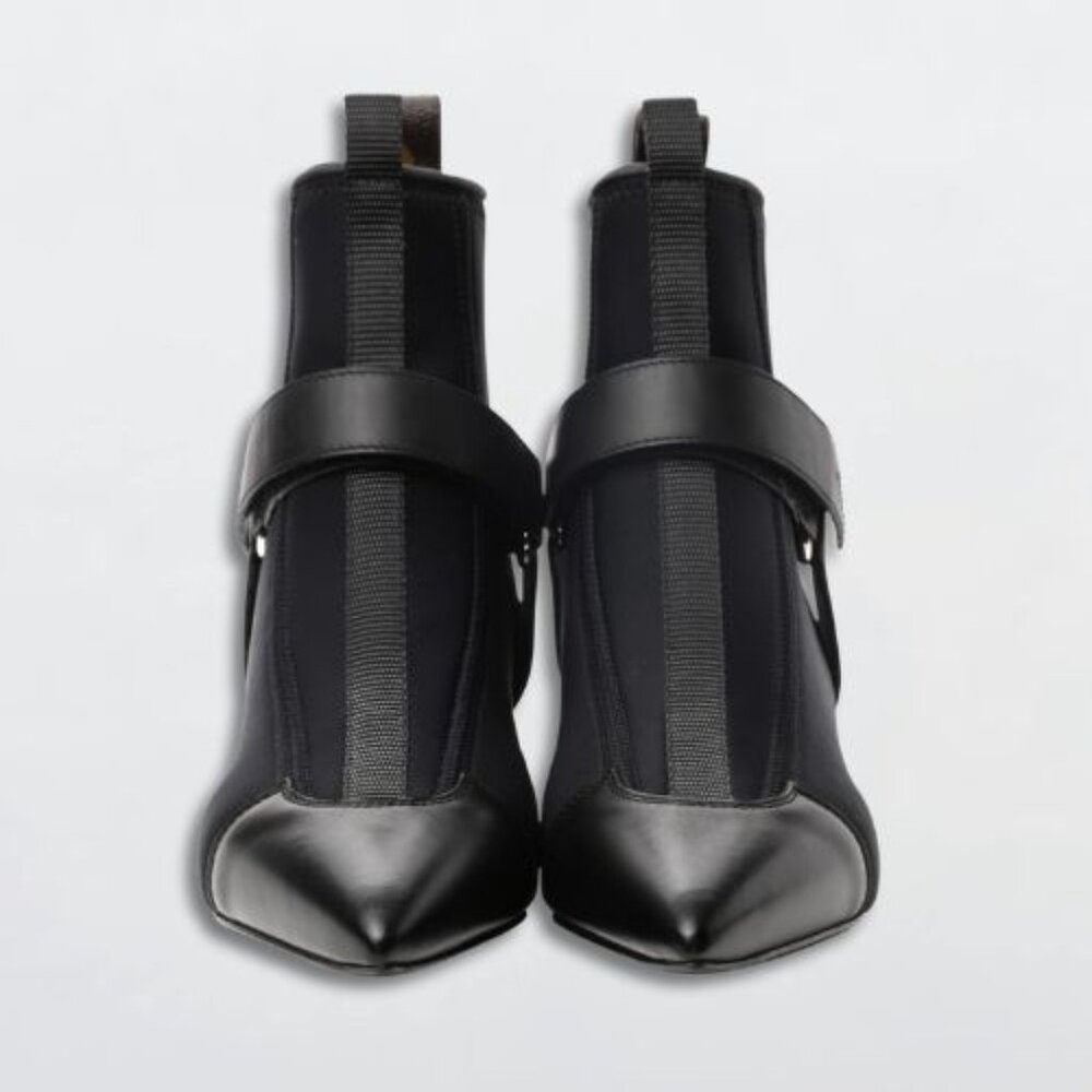 Louis Vuitton Neoprene Deep Sea Strap Ankle Boot Leather Pointed Toe Black EU 38